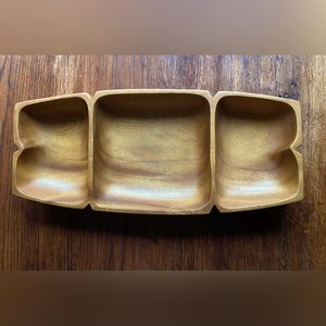 Monkey Pod Wood, Leilani Hawaii, Hand ￼Crafted 3-Compartment Serving Dish